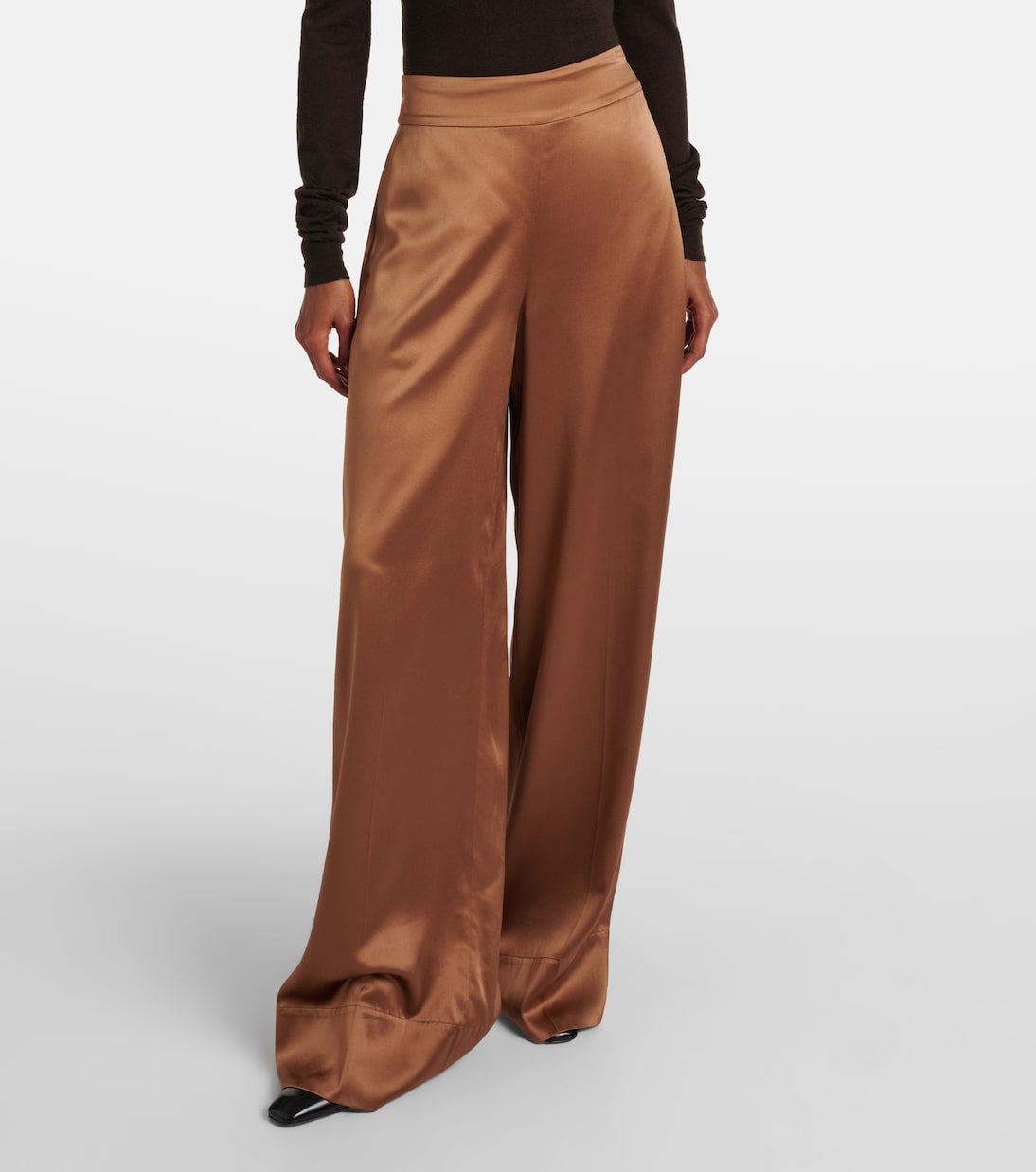 Pantalon ample Dijon en satin de soie | Joseph