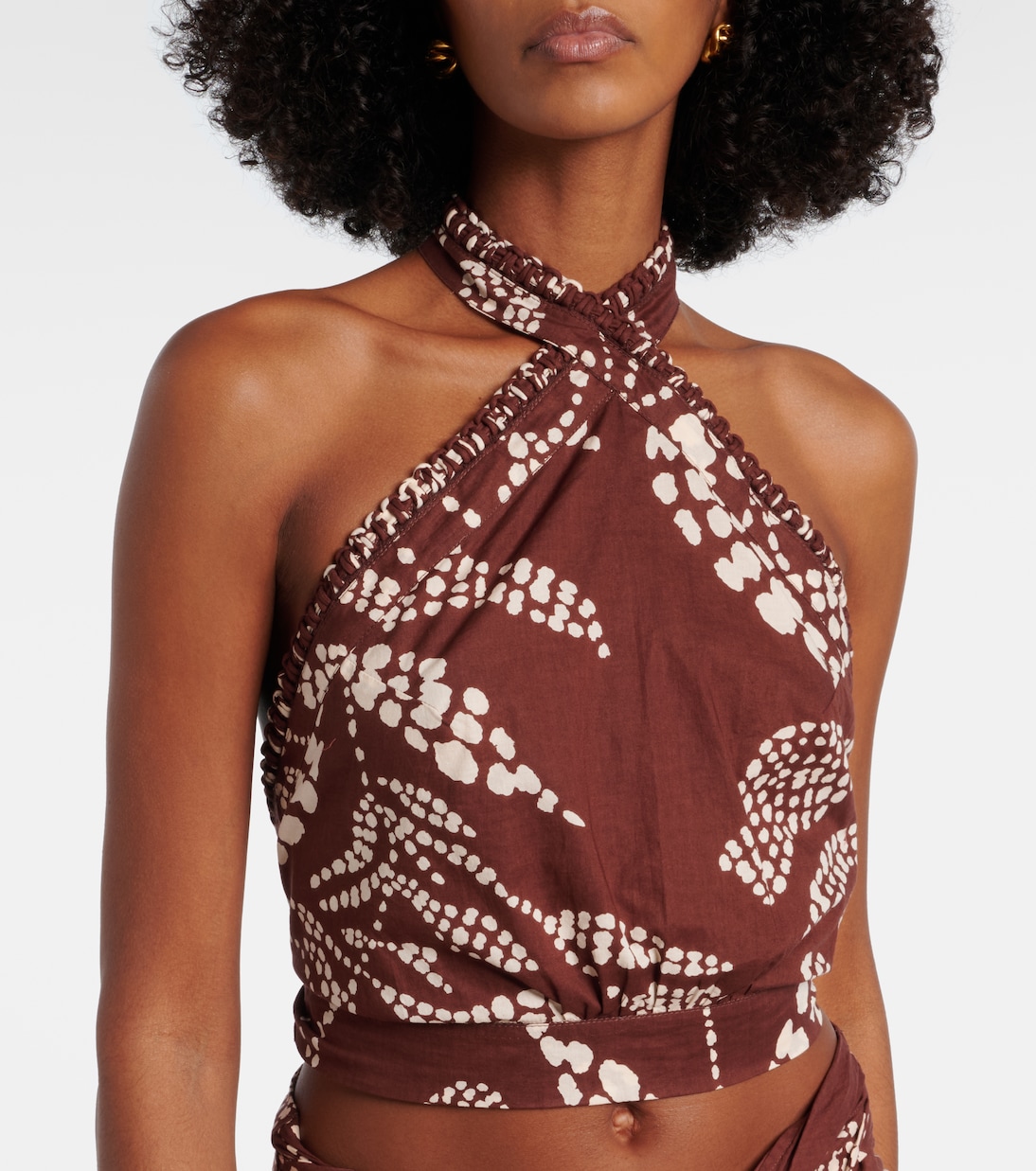 Suma printed cotton crop top | Poupette St Barth