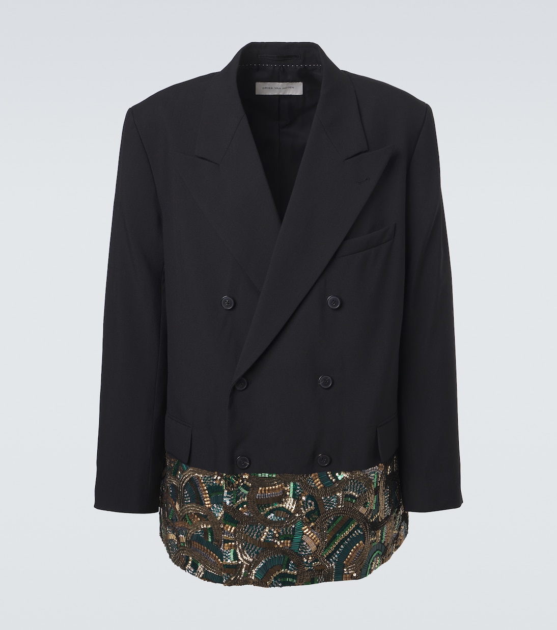 Embellished double-breasted wool blazer | Dries Van Noten