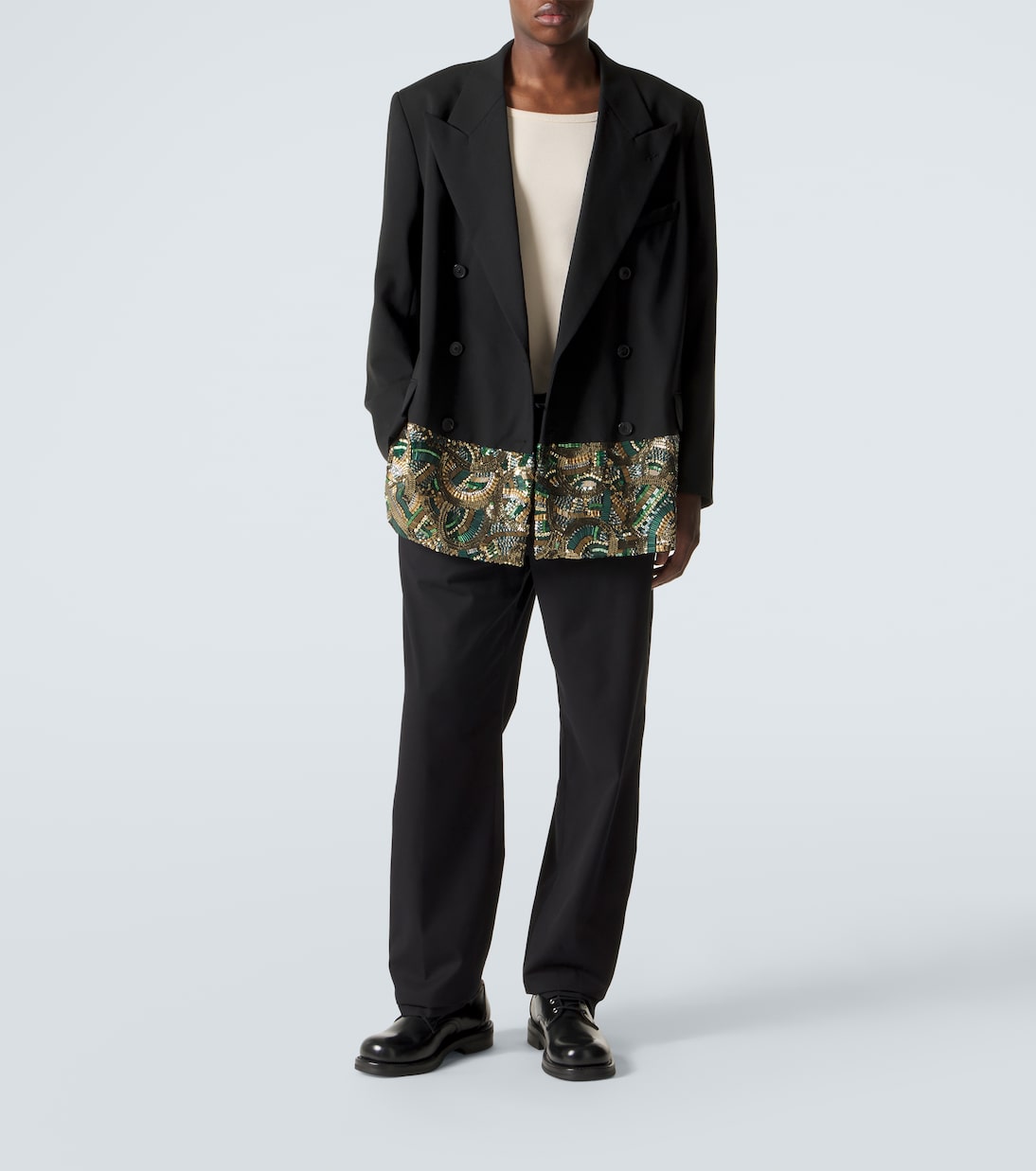 Embellished double-breasted wool blazer | Dries Van Noten