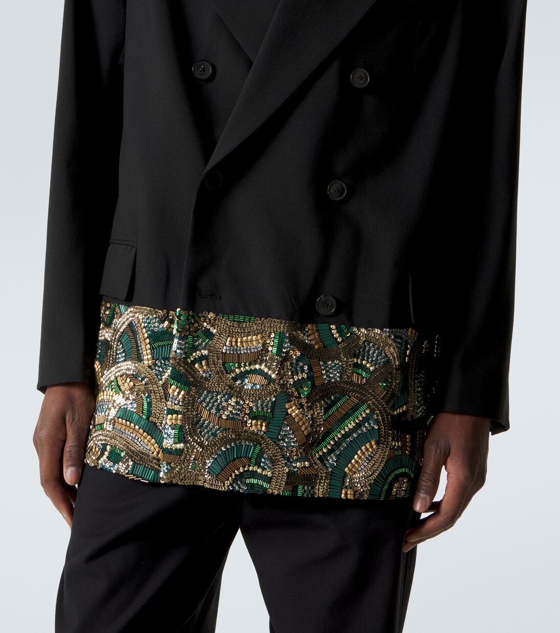 Embellished double-breasted wool blazer | Dries Van Noten