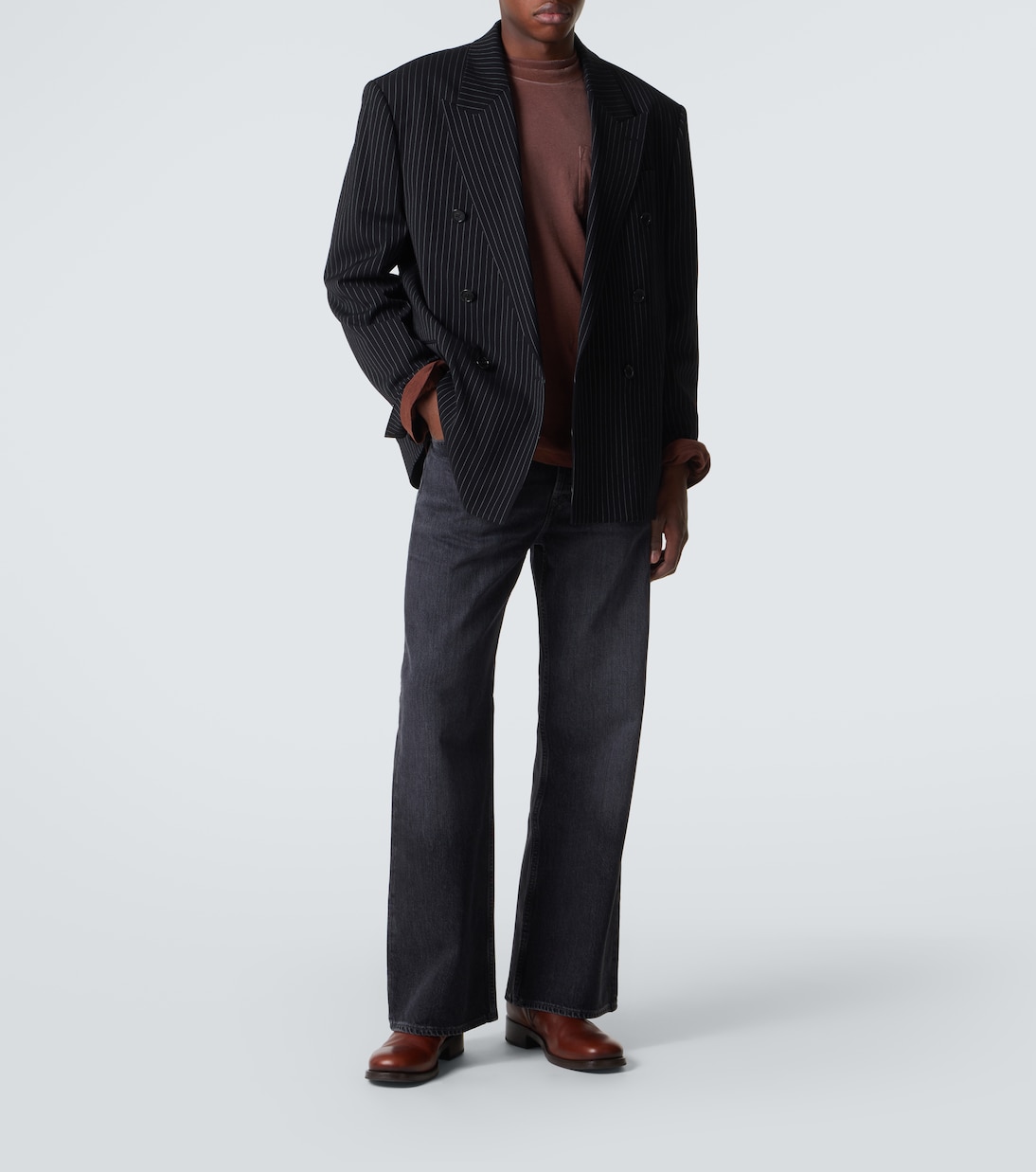 Camiseta en mezcla de jersey con logo | Acne Studios