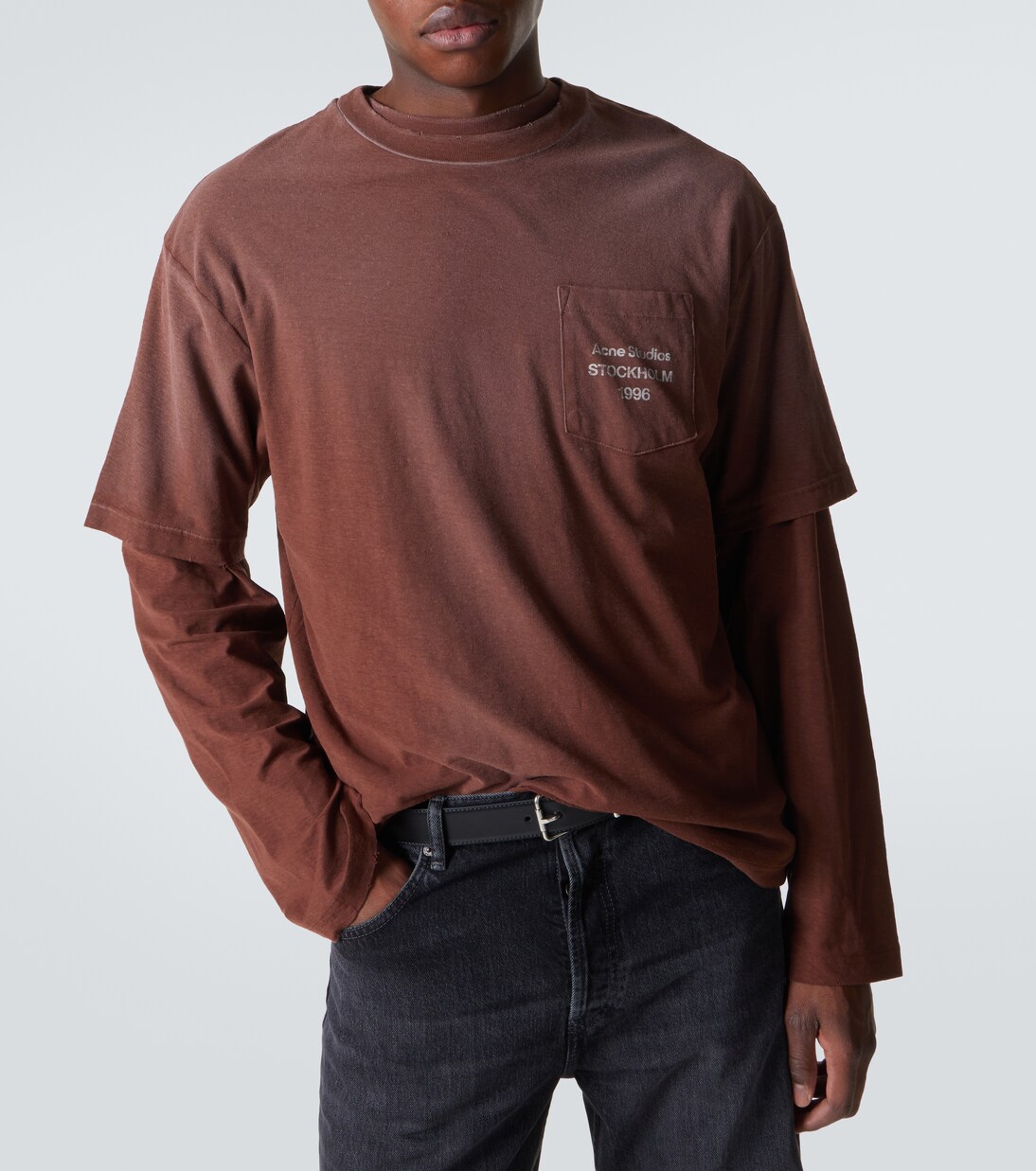 Camiseta en mezcla de jersey con logo | Acne Studios