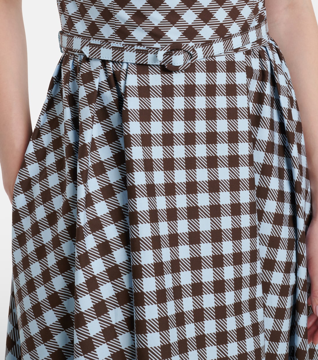 Gingham cotton-blend midi dress | Oscar de la Renta