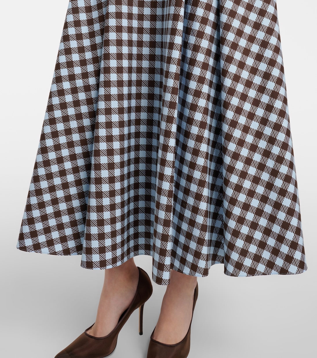 Gingham cotton-blend midi dress | Oscar de la Renta