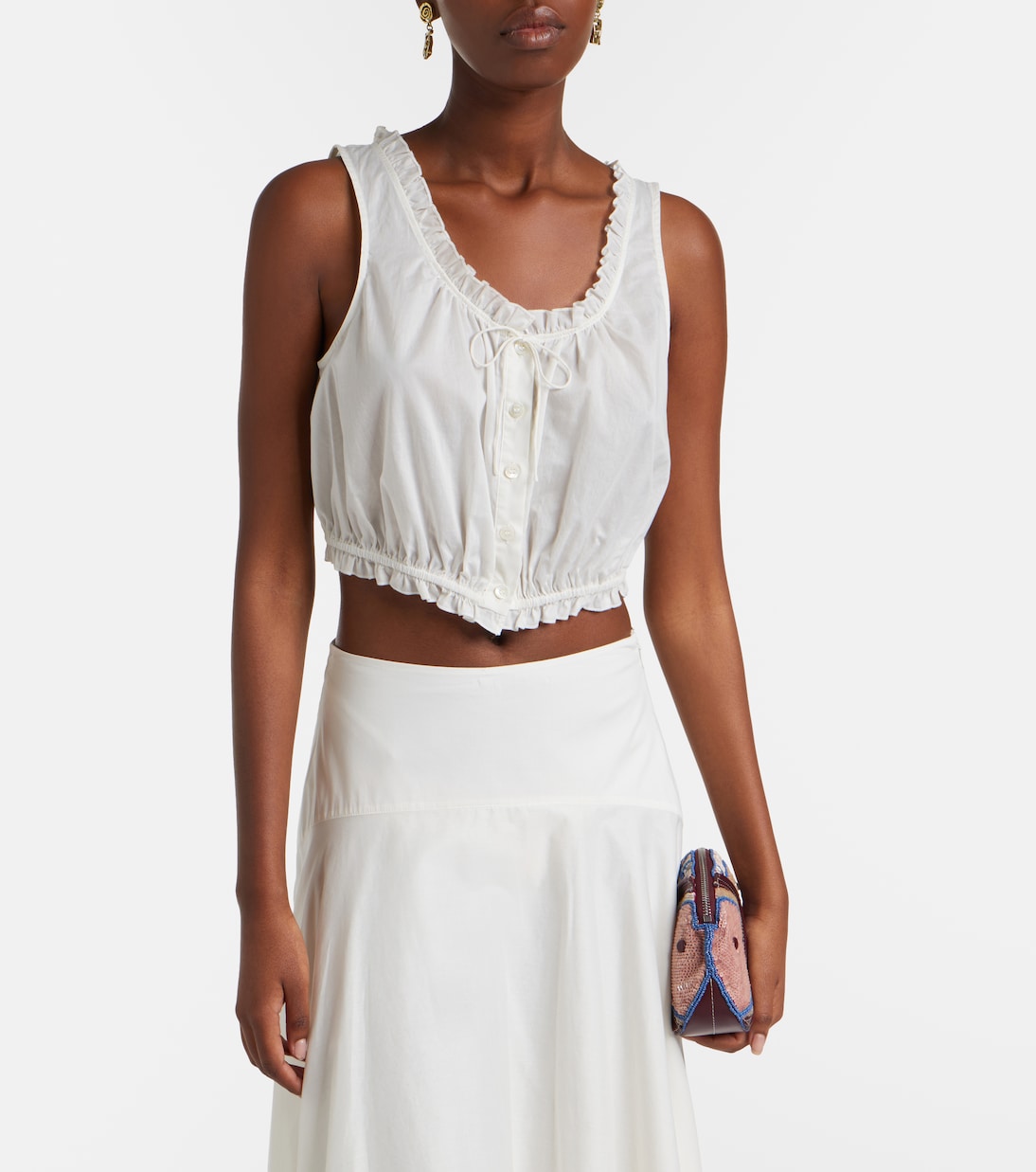 Top Sicilia en coton et dentelle | Staud