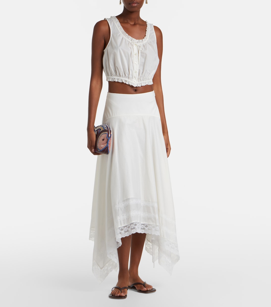 Top Sicilia en coton et dentelle | Staud