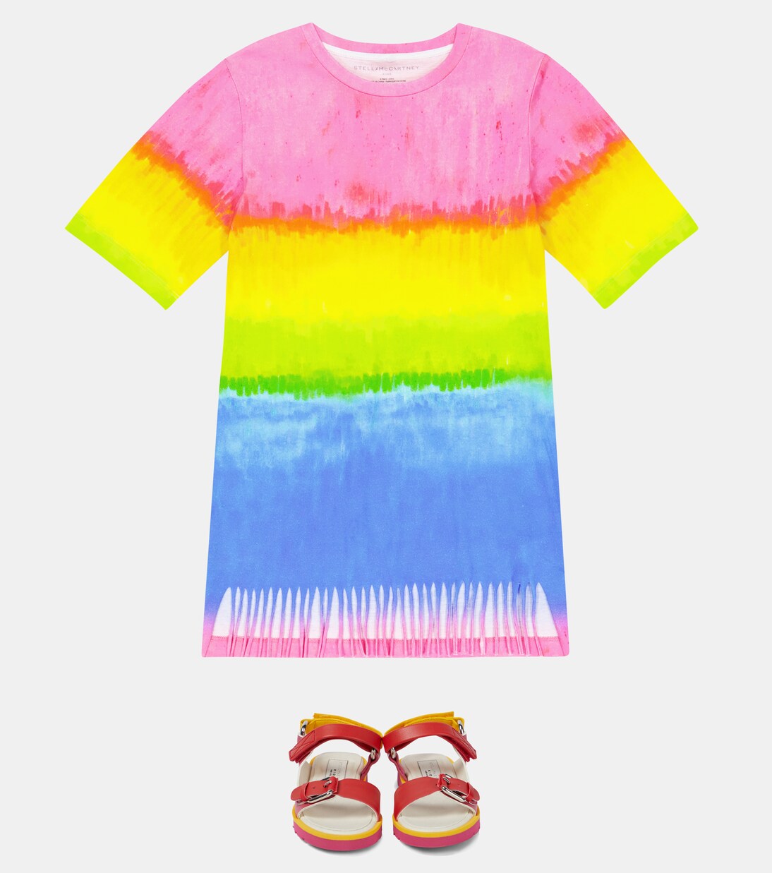 Fringed cotton T-shirt dress | Stella McCartney Kids