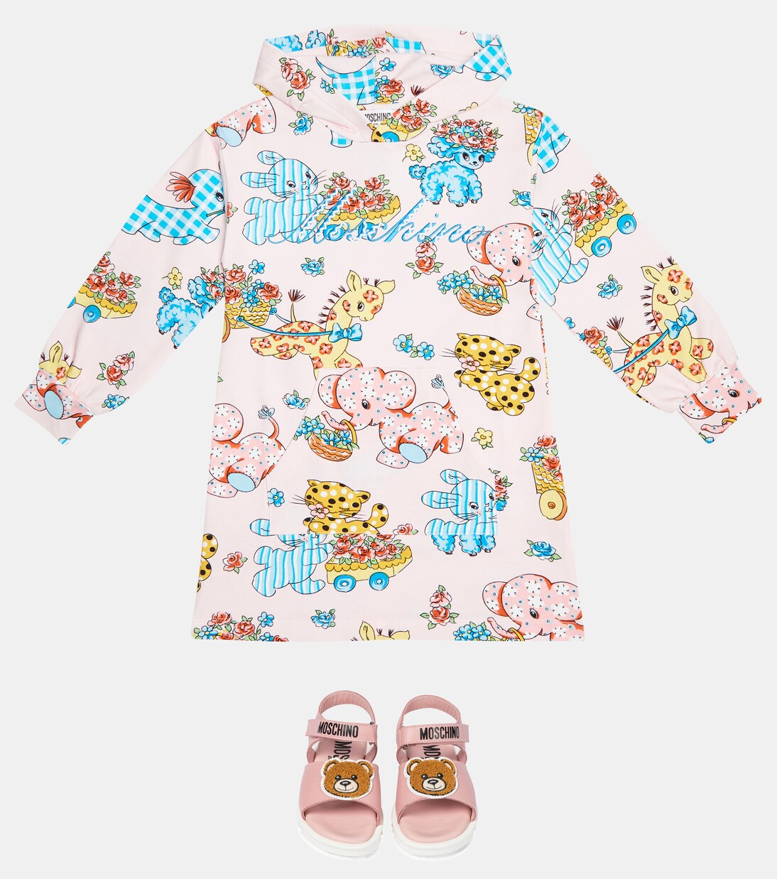 Printed jersey hooded dress | Moschino Kids