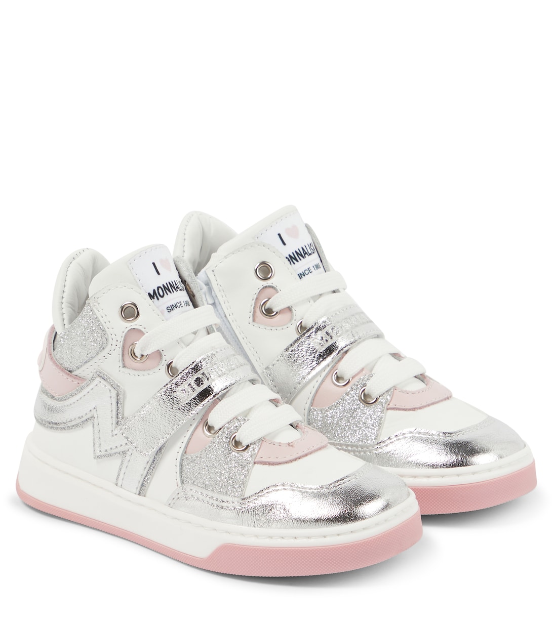 Glittered leather sneakers | Monnalisa