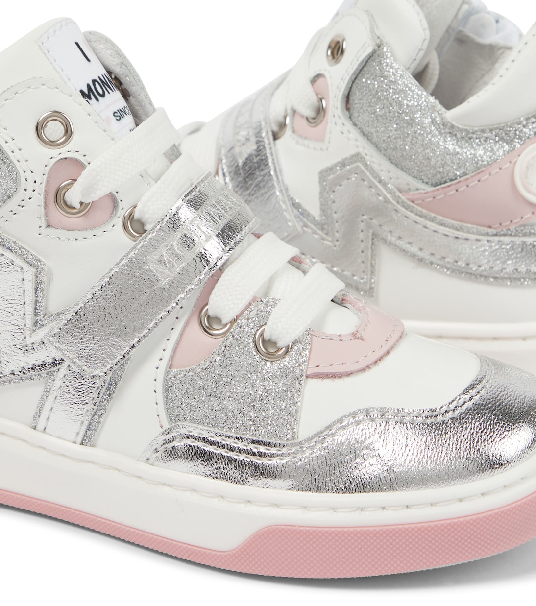 Glittered leather sneakers | Monnalisa