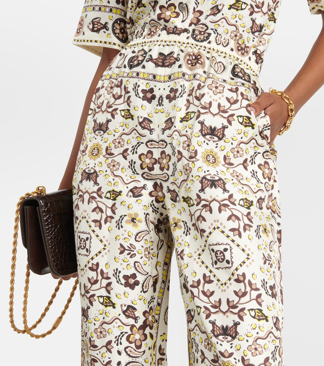 Pantalon ample imprimé en soie | Tory Burch