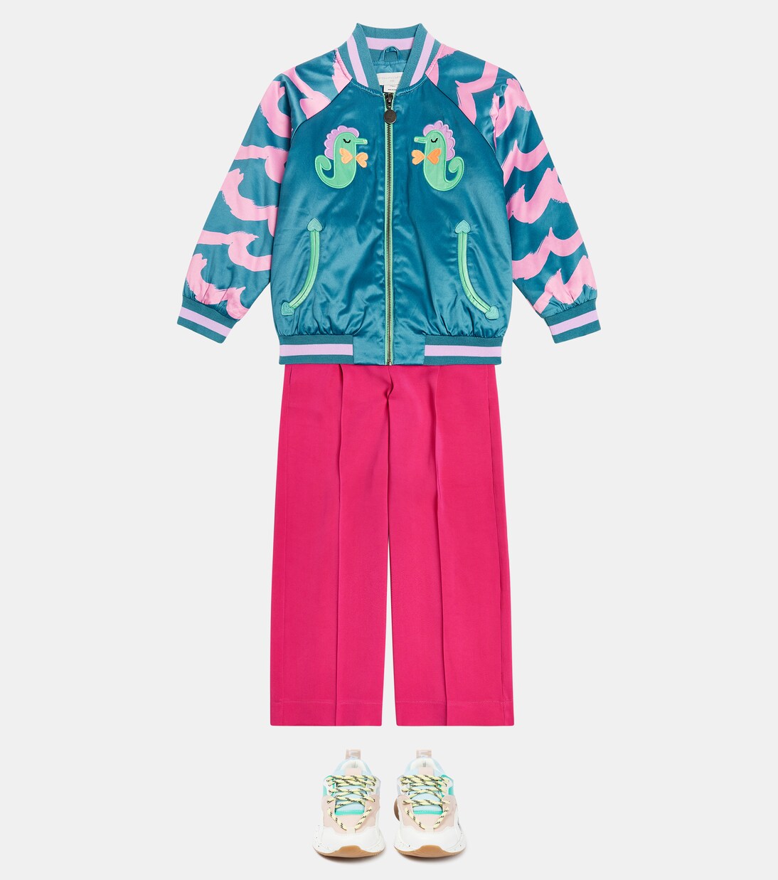 Bestickte Bomberjacke aus Satin | Stella McCartney Kids