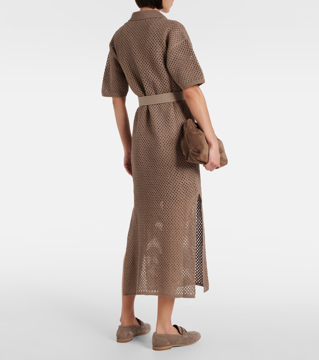 Cotton mesh polo dress | Brunello Cucinelli