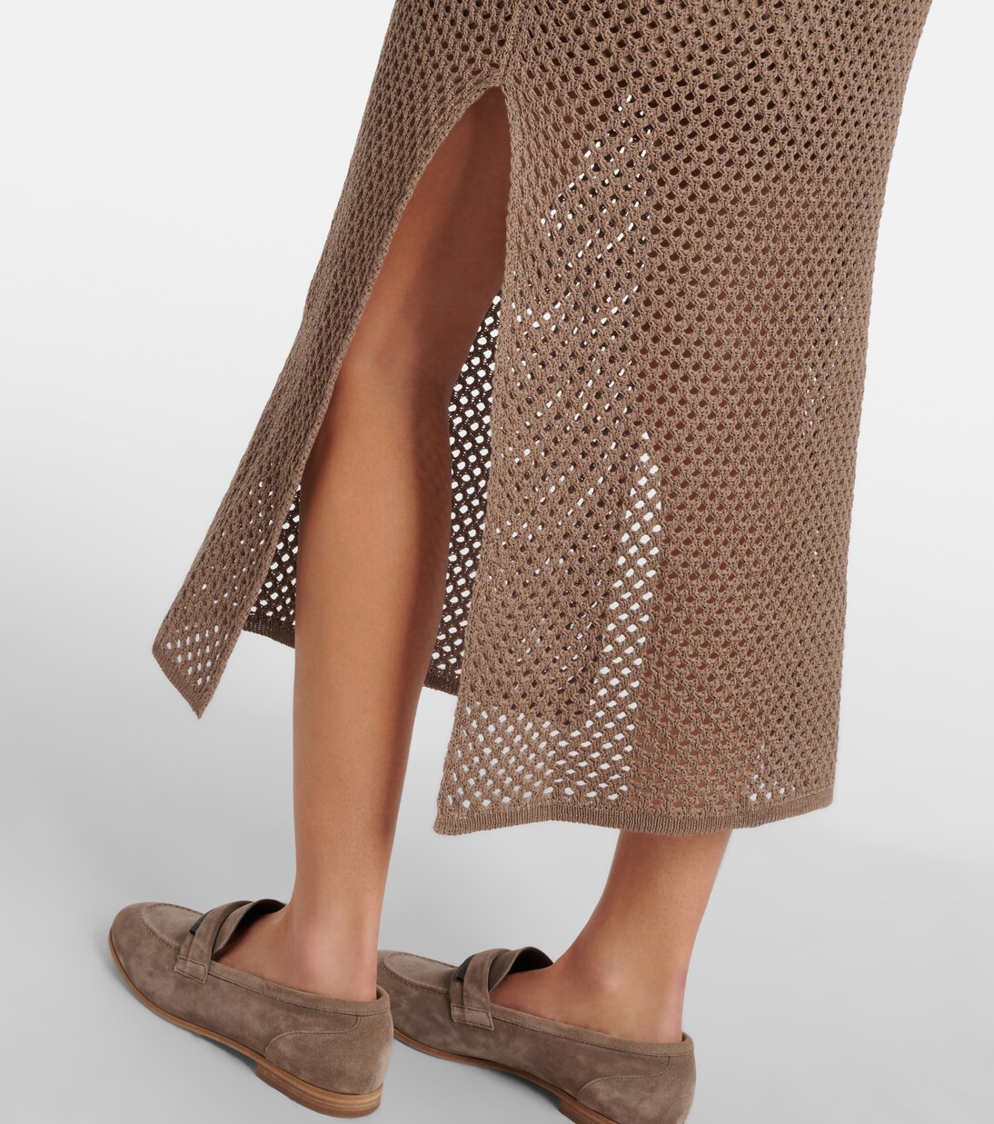 Cotton mesh polo dress | Brunello Cucinelli