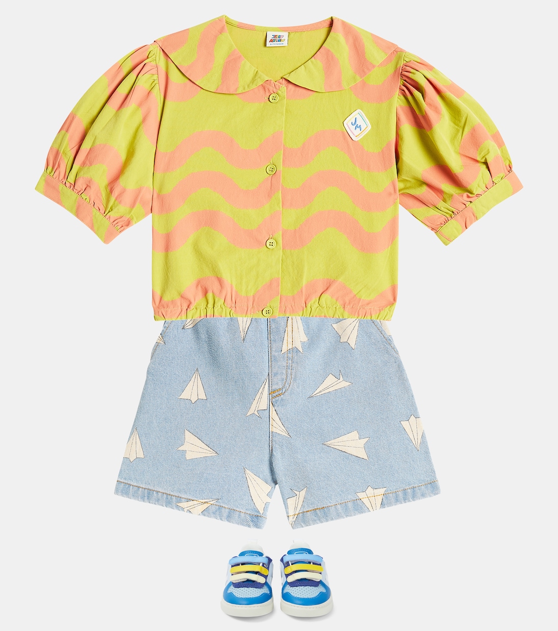 Wave printed cotton blouse | Jellymallow