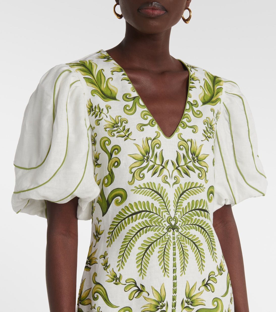 Robe Milani Off-White imprimée en lin | Farm Rio