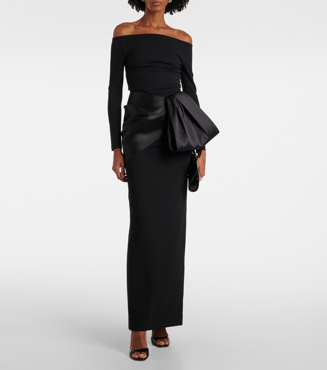 Kori off-shoulder bow-detail gown | Solace London