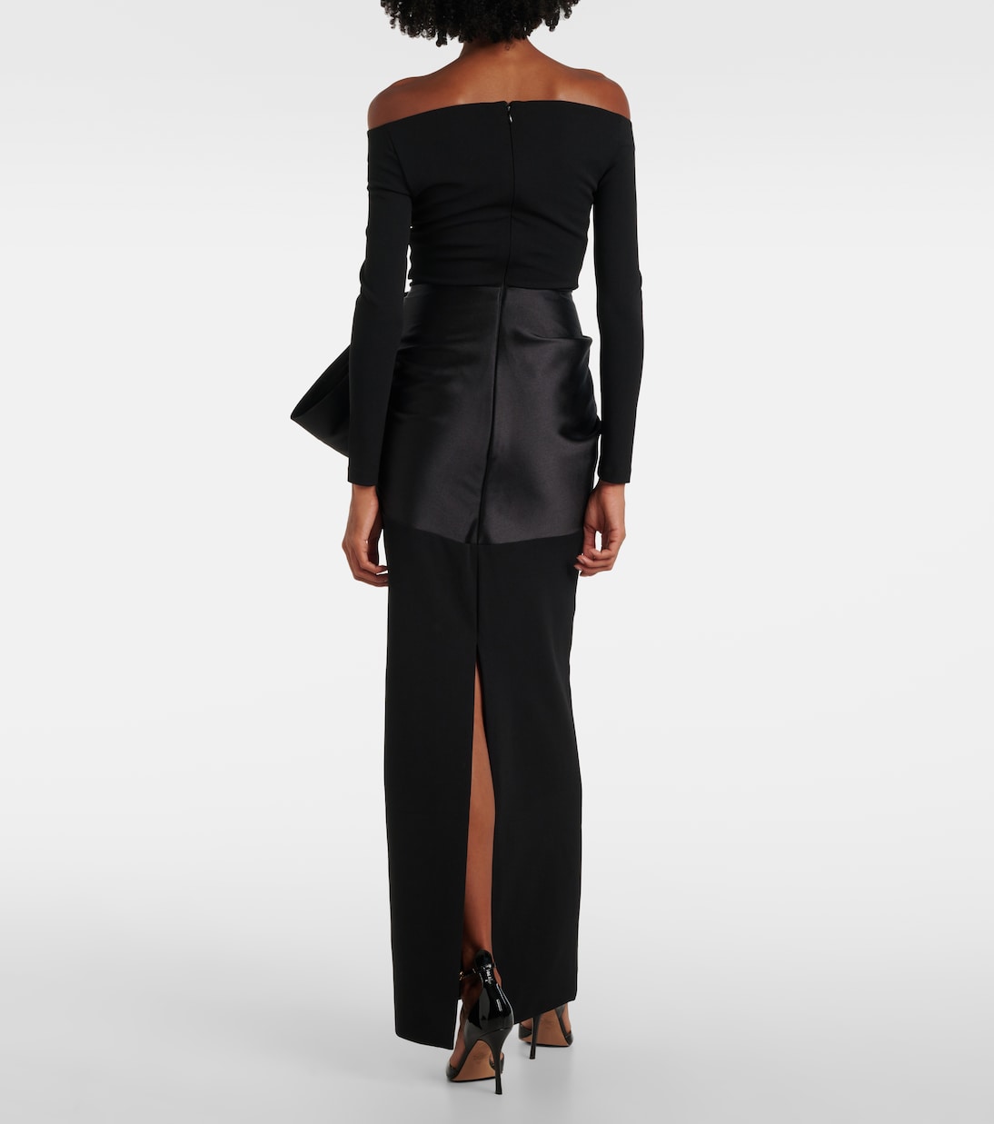 Kori off-shoulder bow-detail gown | Solace London