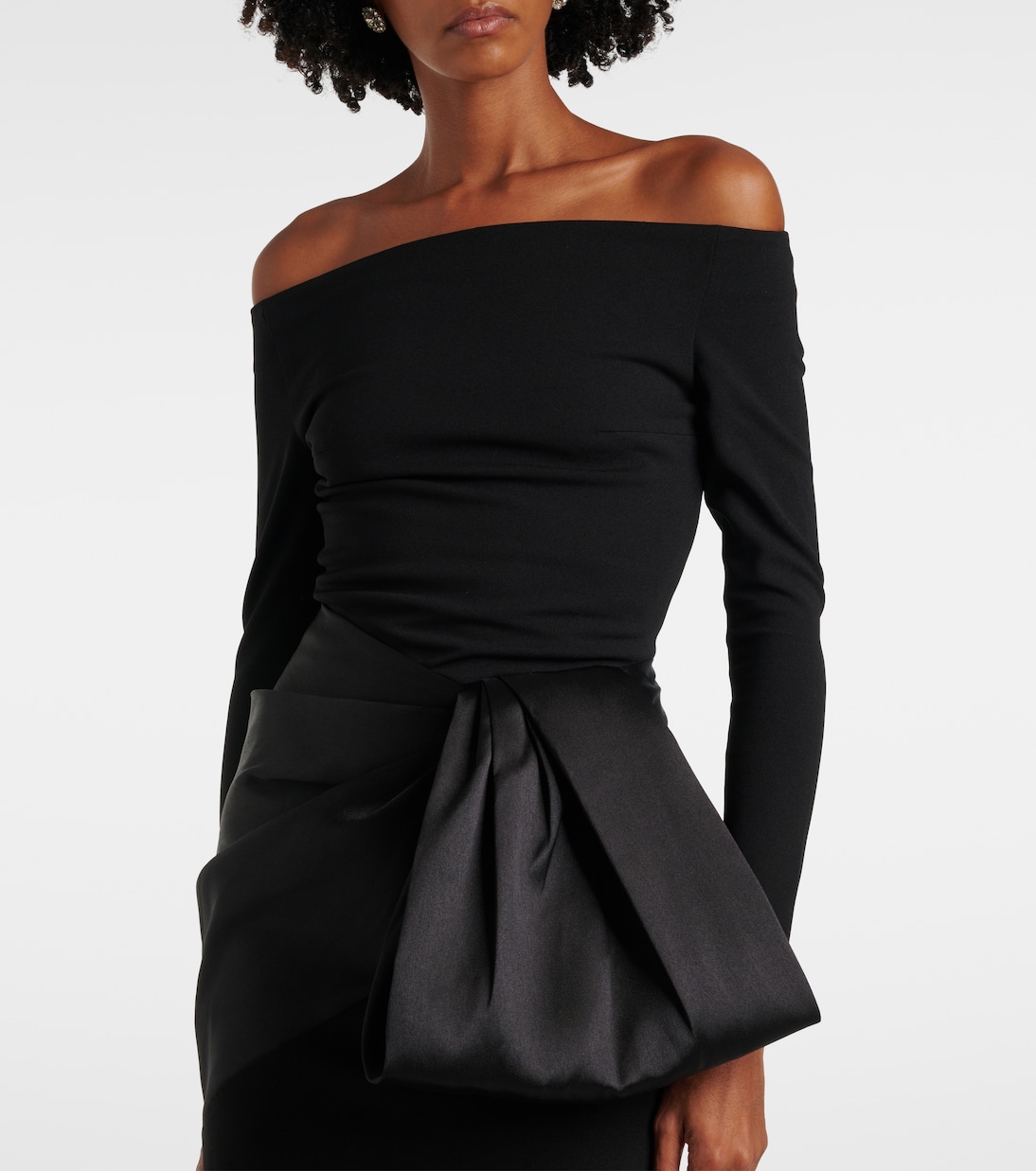 Kori off-shoulder bow-detail gown | Solace London