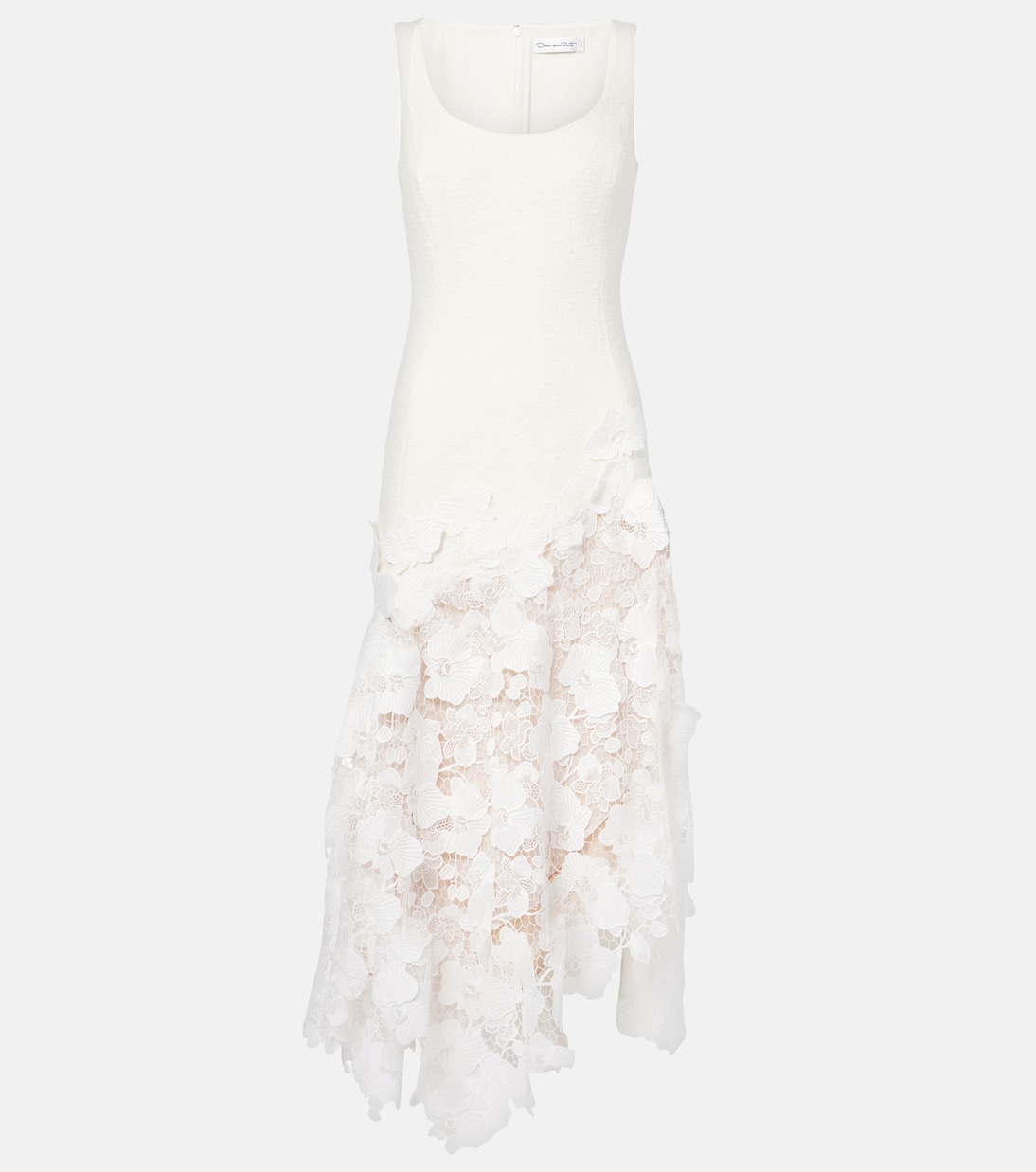 Tweed and guipure midi dress | Oscar de la Renta