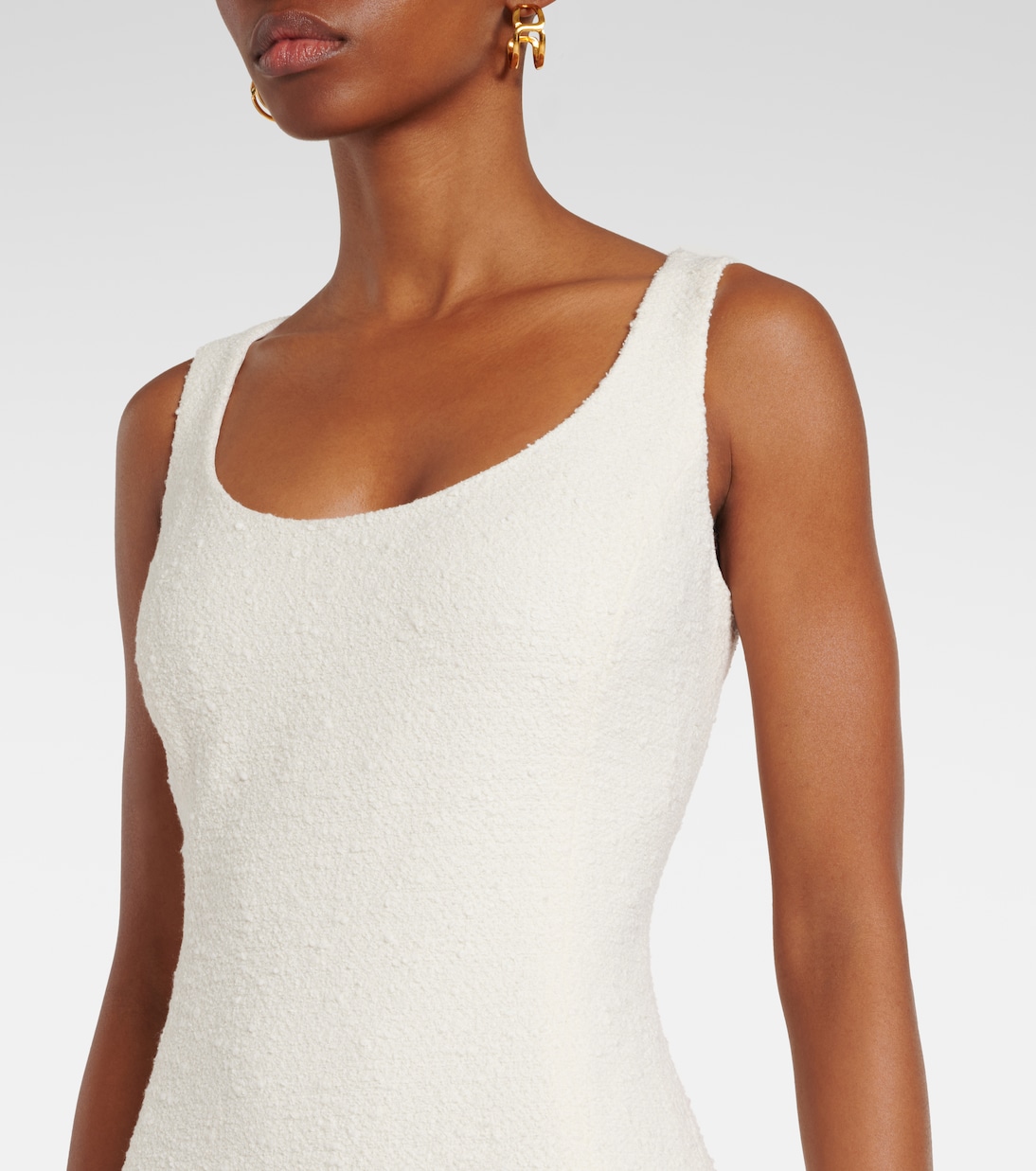 Tweed and guipure midi dress | Oscar de la Renta