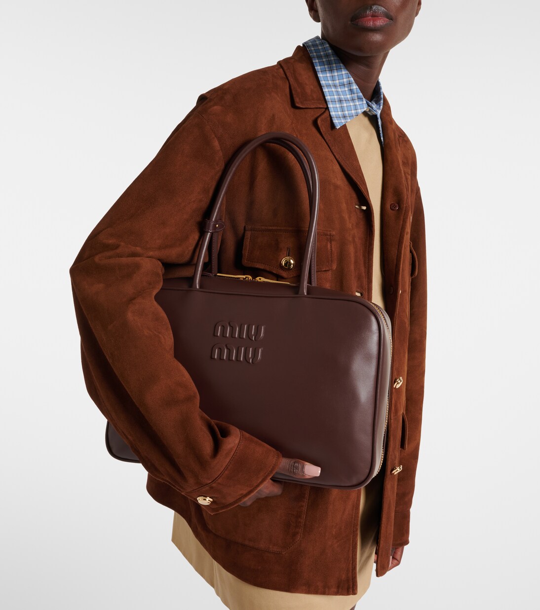 Beau Large leather tote bag | Miu Miu