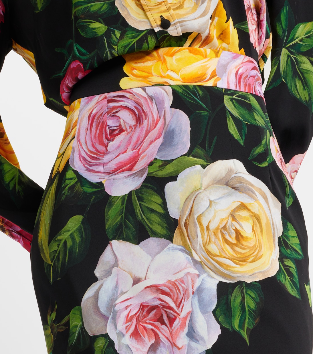 Jupe midi en soie mélangée à fleurs | Dolce&Gabbana