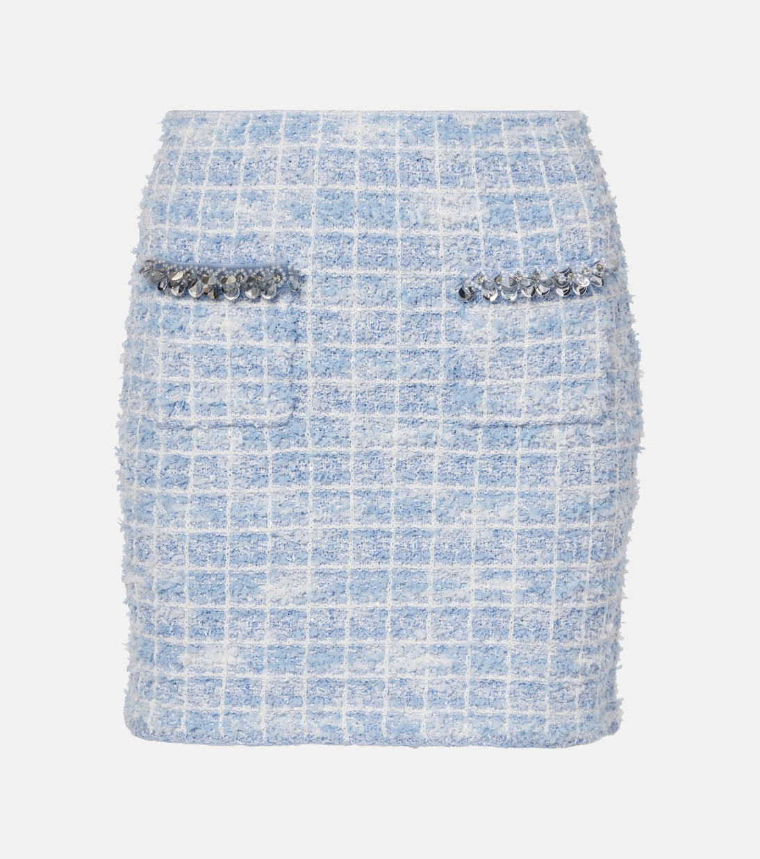 Checked embellished tweed miniskirt | Self-Portrait