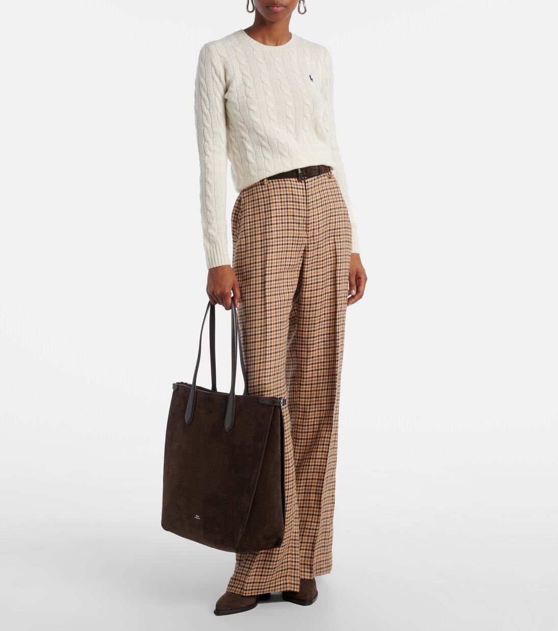 Leather-trimmed suede shopper | Polo Ralph Lauren