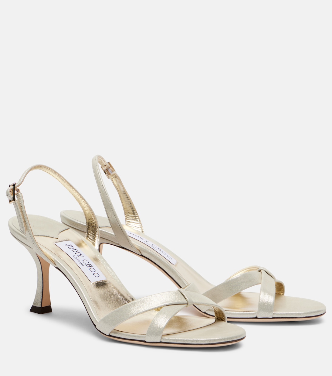 Slingback-Sandalen Elsy 70 aus Metallic-Leder | Jimmy Choo
