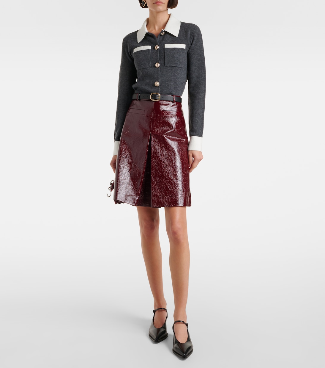 Belted patent leather miniskirt | Self-Portrait