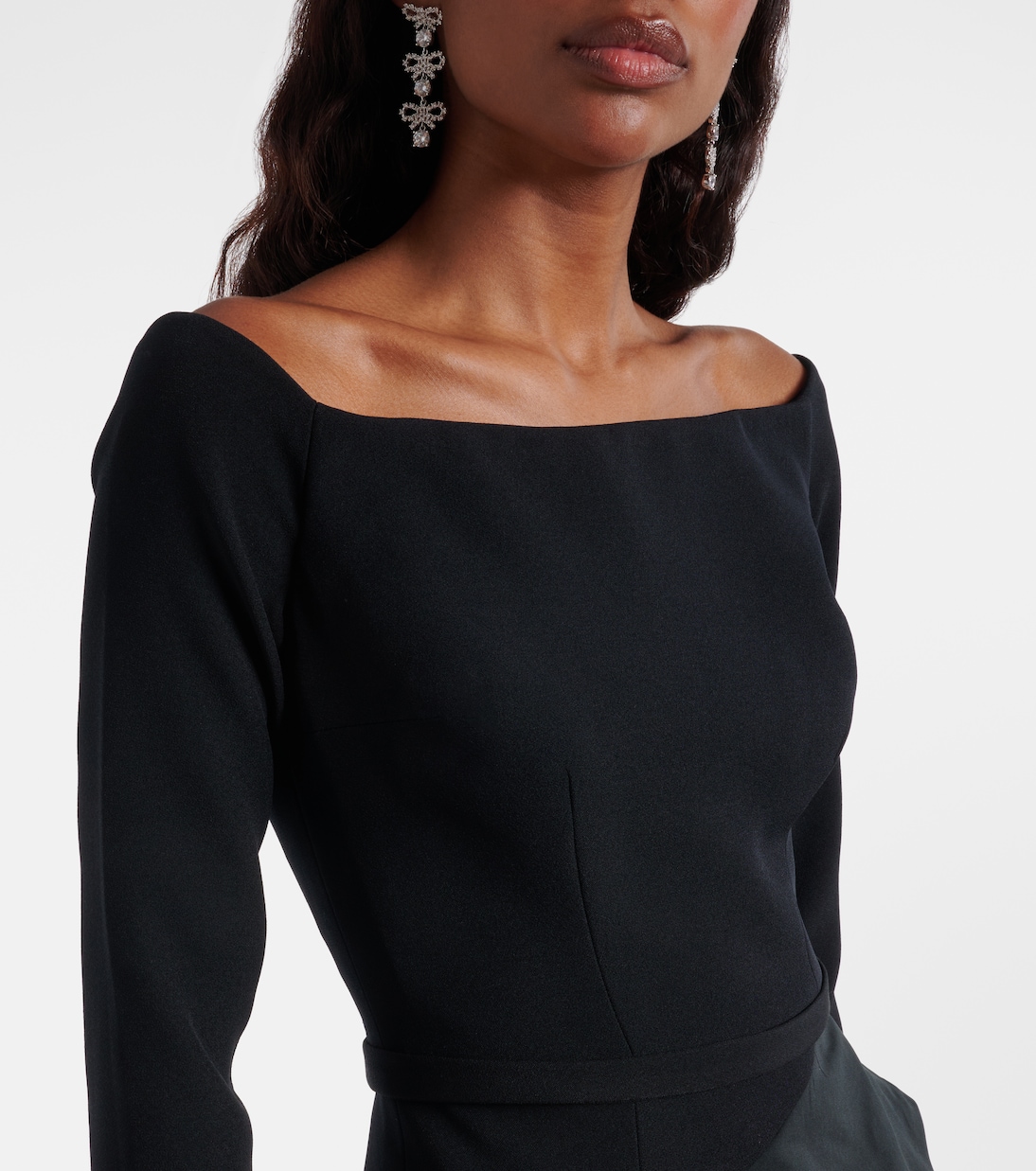 Nila draped off-shoulder crêpe gown | Safiyaa