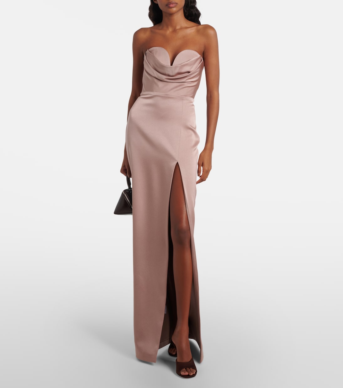 Draped satin bustier gown | Alex Perry