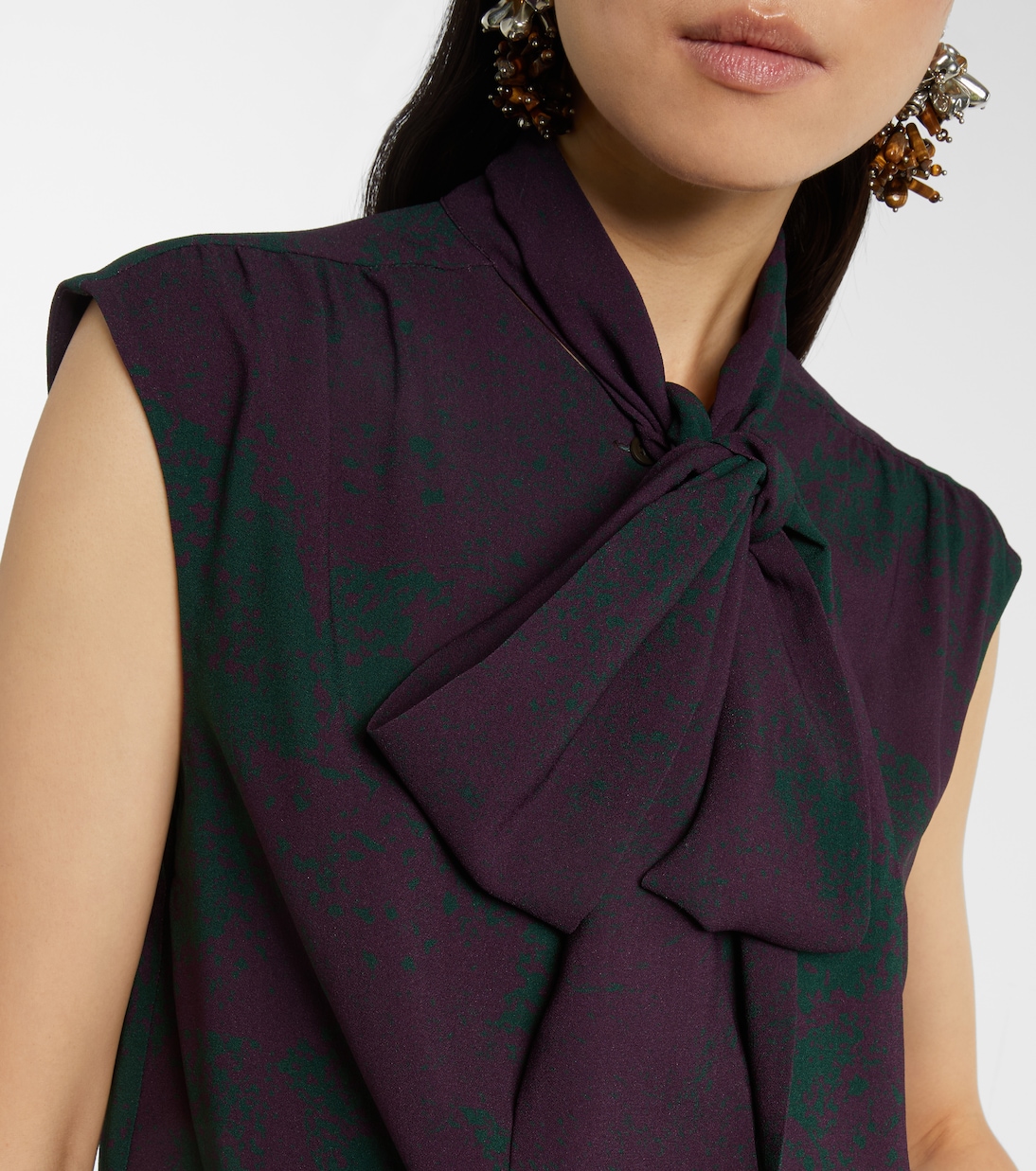 Printed tie-neck top | Dries Van Noten