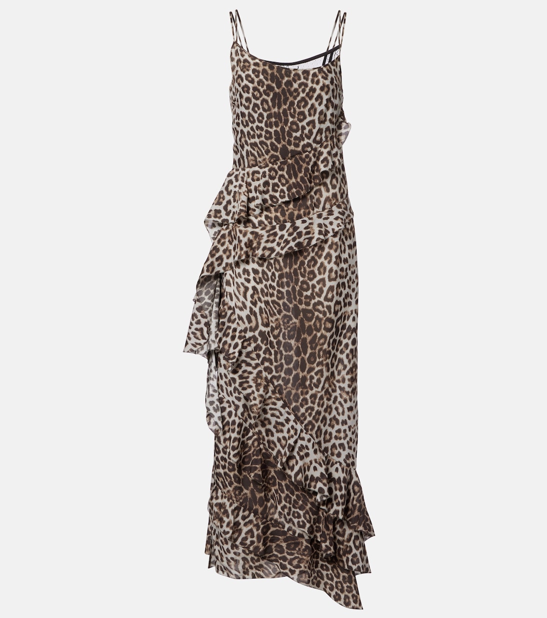 Leopard-print draped silk maxi dress | Jacques Wei