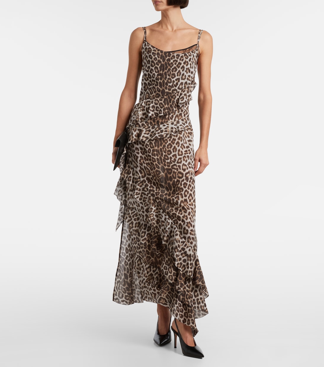 Leopard-print draped silk maxi dress | Jacques Wei