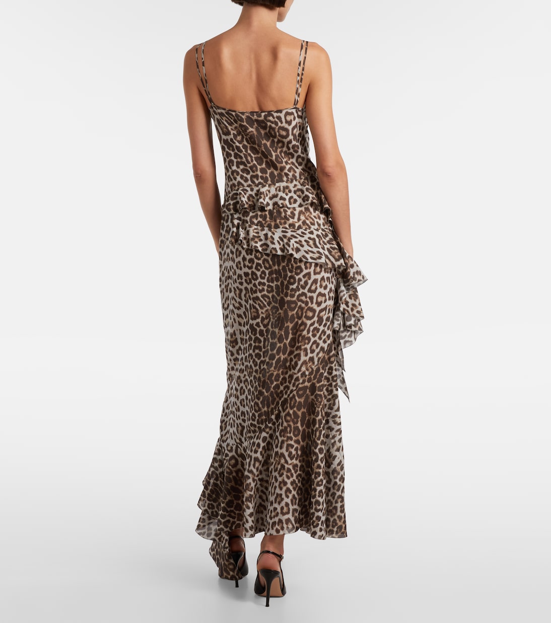 Leopard-print draped silk maxi dress | Jacques Wei