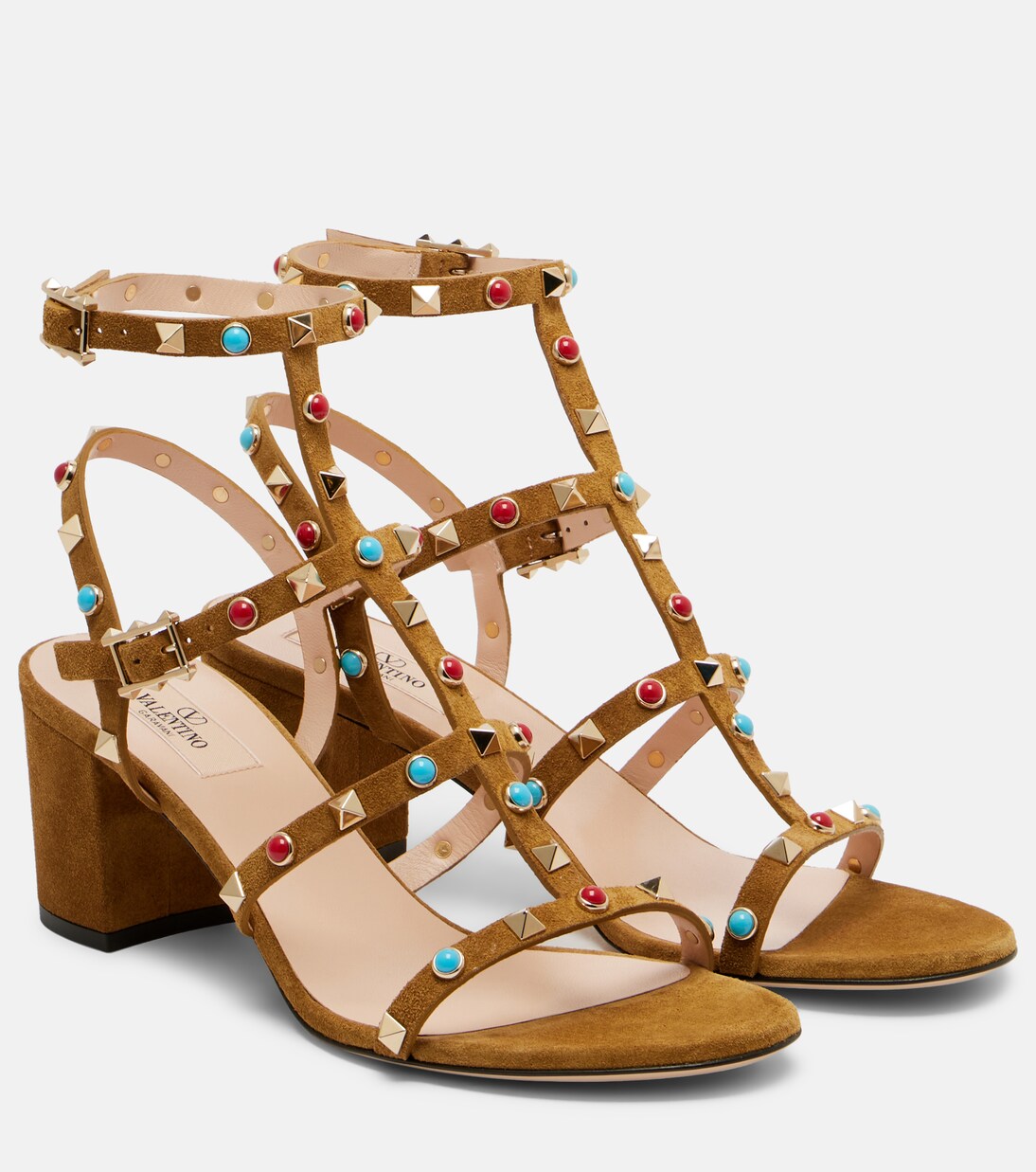 Verzierte Sandalen Rockstud aus Veloursleder | Valentino Garavani