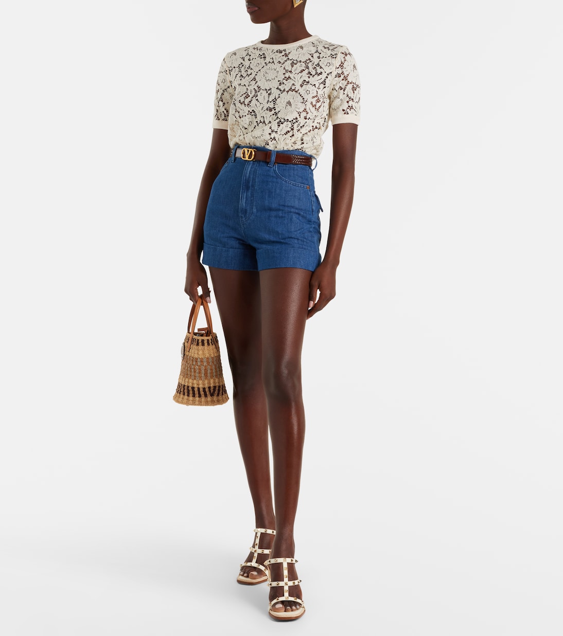 Espadrillas con zeppa Rockstud 100 in pelle | Valentino Garavani