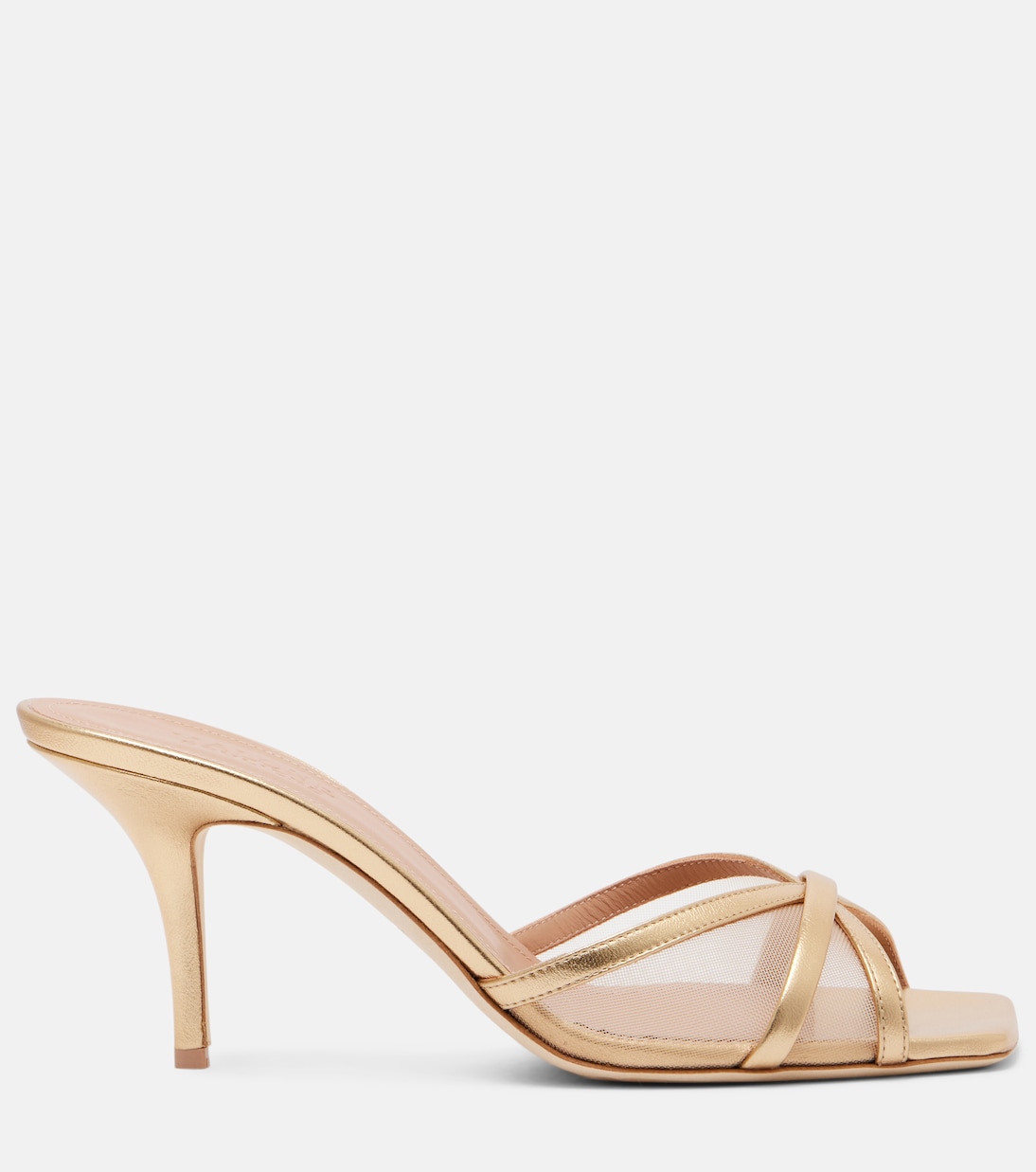 Pantoletten Perla 70 aus Metallic-Leder und Mesh | Malone Souliers