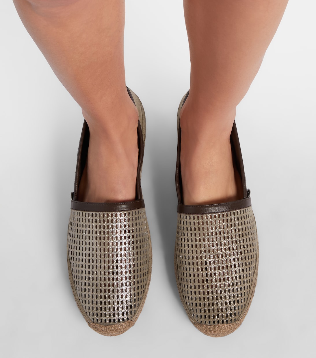 Perforated leather and suede espadrilles | Brunello Cucinelli