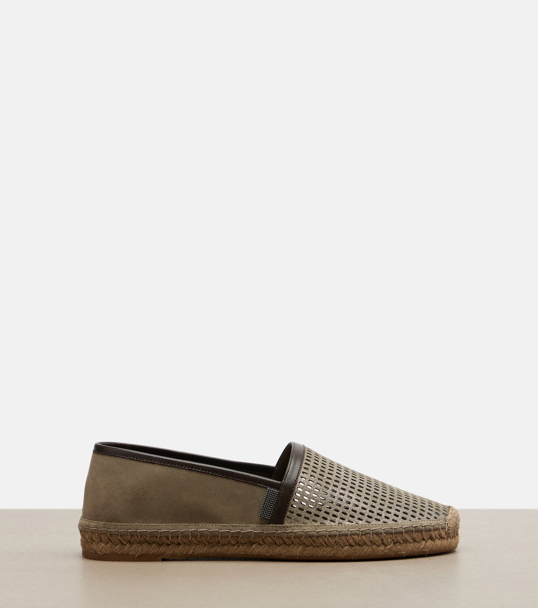 Perforated leather and suede espadrilles | Brunello Cucinelli