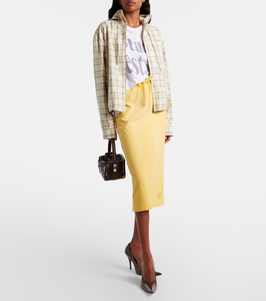 Faded cotton-blend midi skirt | Acne Studios