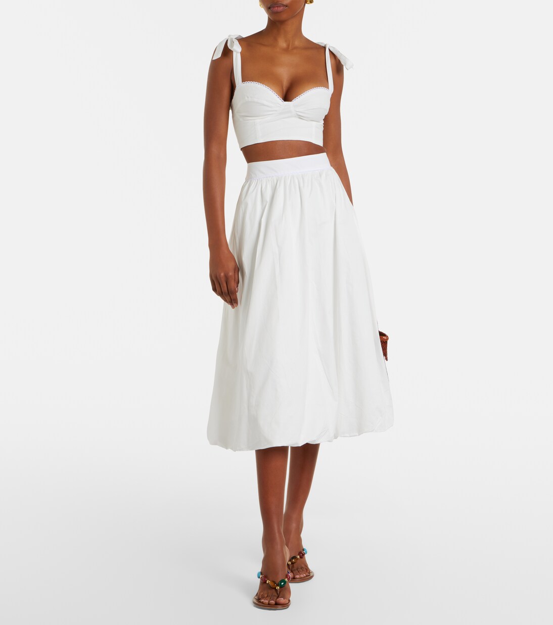 Gonna midi Alba in popeline di cotone | Bananhot