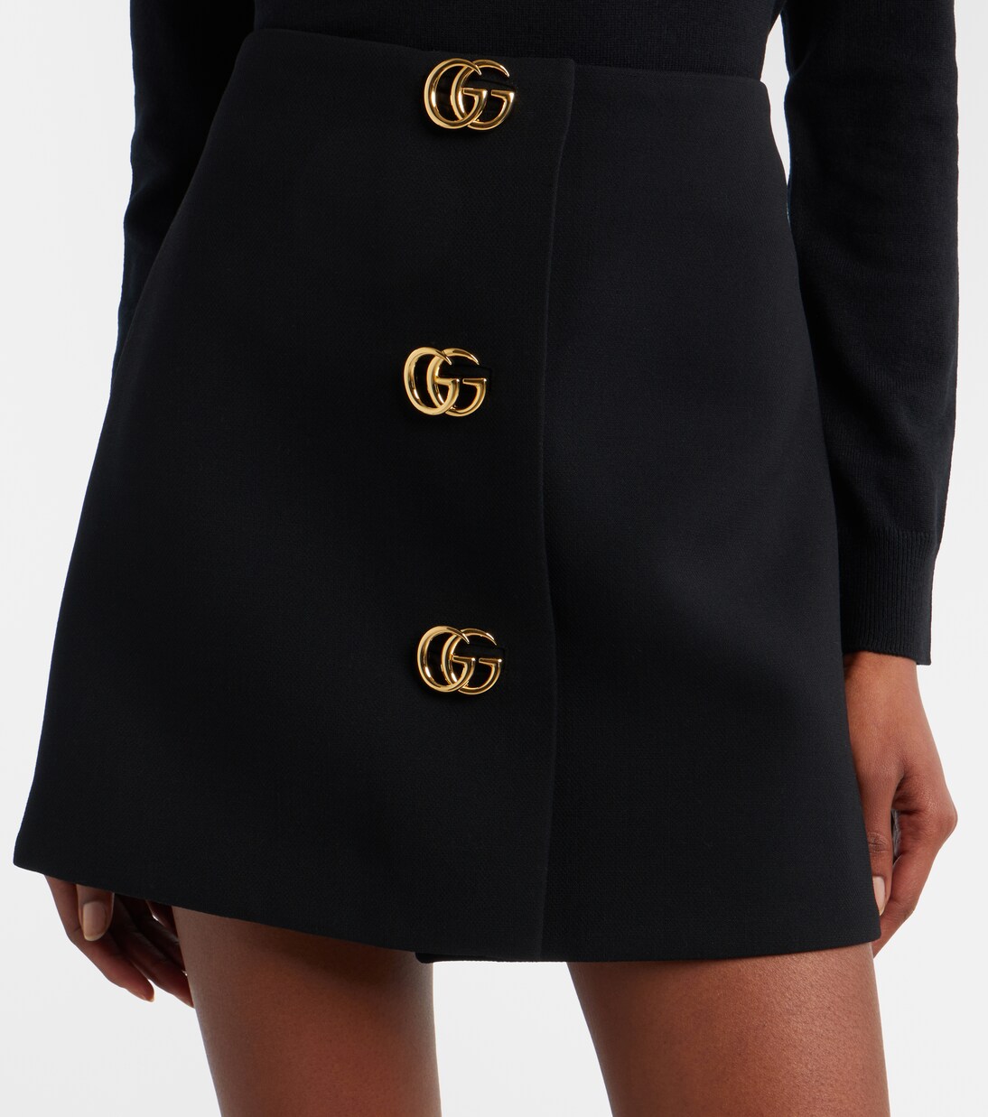 Minirock Double G aus Woll-Crêpe | Gucci