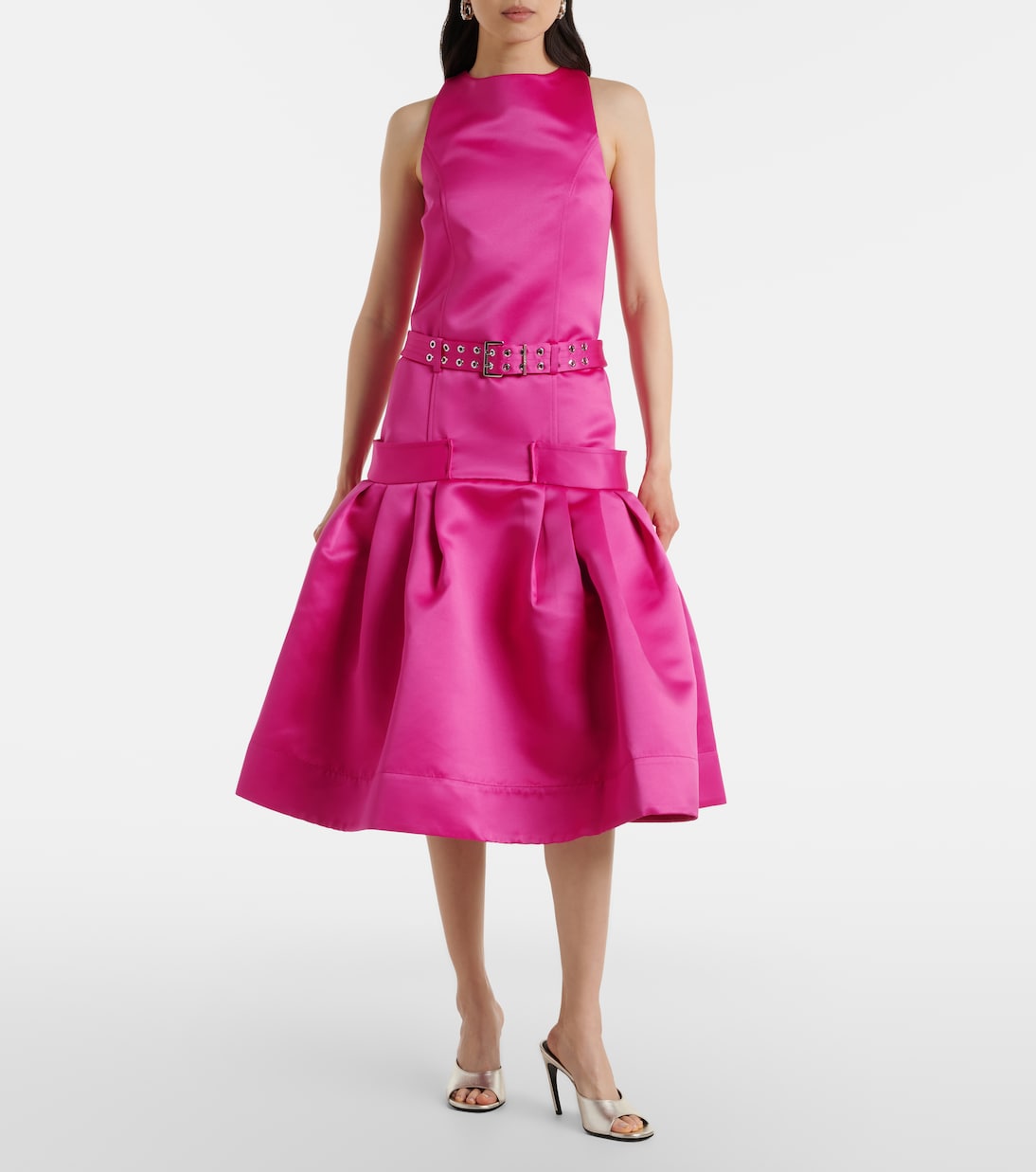 Belted satin midi dress | Ganni