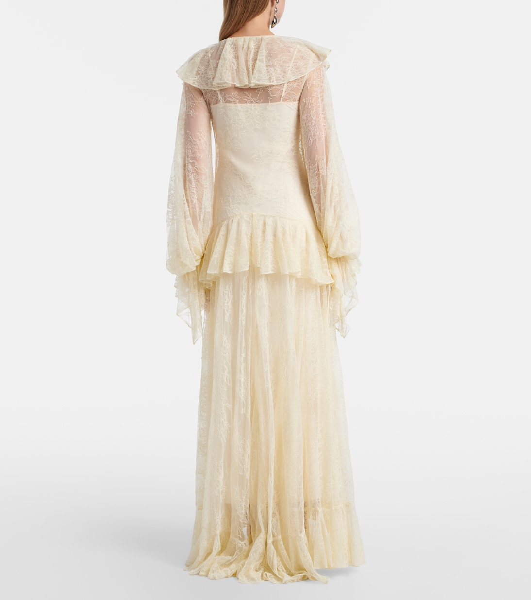 فستان طويل مكشكش من الدانتيل Esen | De La Vali