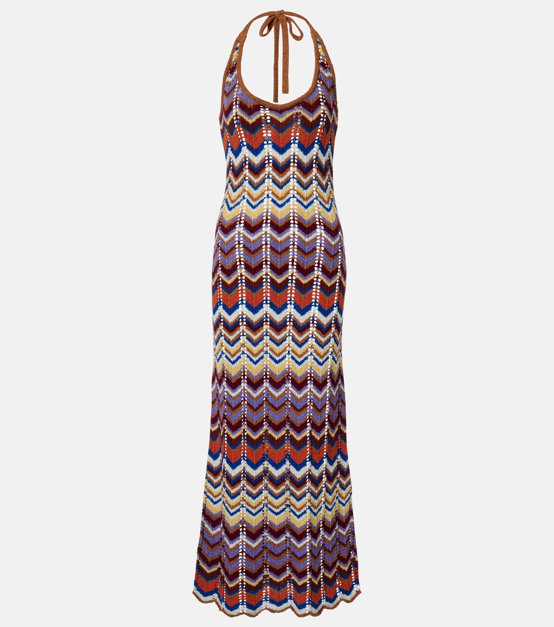 Elisa chevron crochet cotton-blend maxi dress | Faithfull