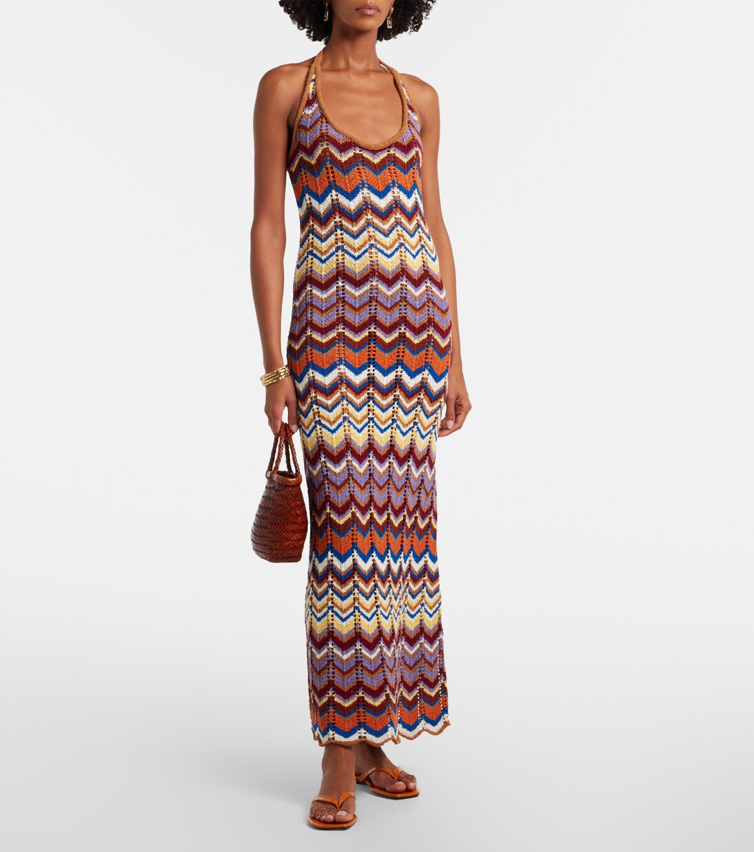 Elisa chevron crochet cotton-blend maxi dress | Faithfull